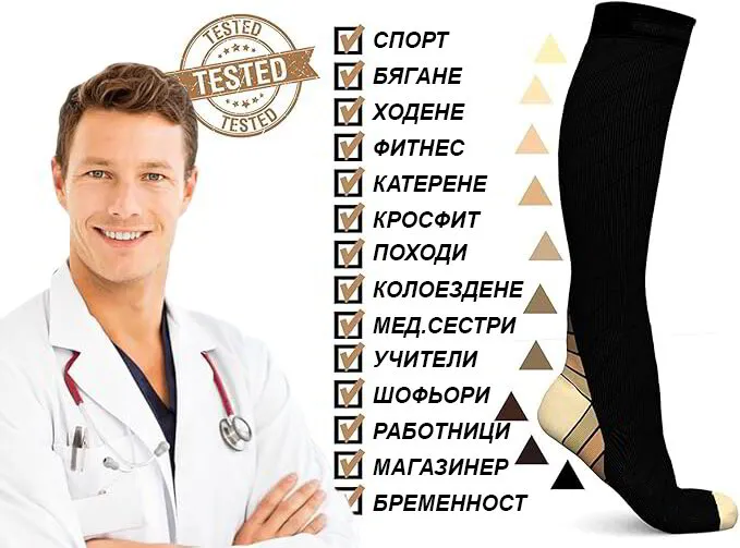 Компресионни чорапи за разширени вени, отоци и умора 
